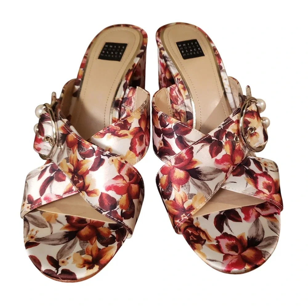 White House Black Market Floral Spring‎ Summer Pumps Heels Size 8